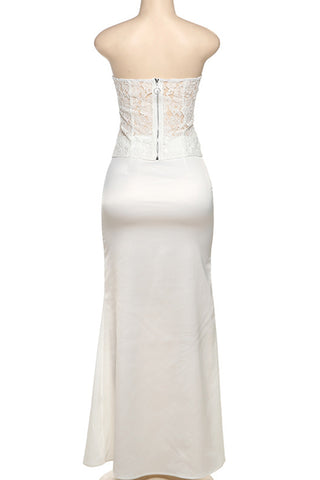 Lace Strapless Corset Top & Satin Skirt Set
