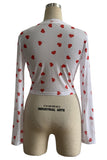 Heart Pattern Sheer Long Sleeve Tee