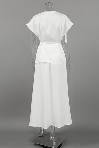 Elegant Buttoned Skirt Set