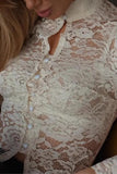 Elegant High-Neck Lace Blouse