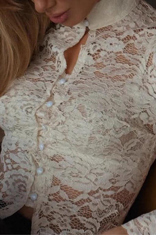 Elegant High-Neck Lace Blouse