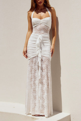 Elegant Ruched Lace Dress