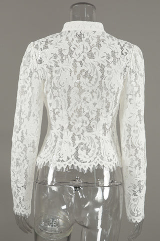 Elegant Lace Button-Front Blouse