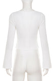 V-Neck Ribbed Hook Detail Blouse