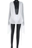 Draped Deep V-Neck Casual Dress