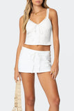 Lace-Trimmed Tie-Front Camisole