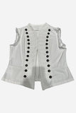 Button-Detail Frayed Vest