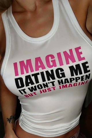 Graphic Text Racerback Tank Top
