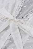 Lace-Trimmed Tie-Front Blouse
