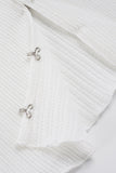 V-Neck Ribbed Hook Detail Blouse