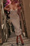 Polka Dot Strapless Midi Dress