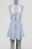 Halter Lace-Trim Mini Dress