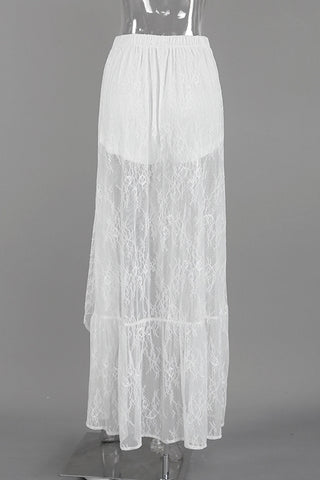 Ruffled Sheer Lace Skirt