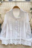 Lace Trim Button-Up Blouse