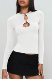 Stylish Ring Detail Long-Sleeve Top