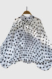 Polka Dot High-Neck Blouse