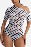 One-Shoulder Polka Dot Bodysuit