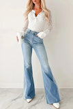 Sheer Lace Long Sleeve Henley Top