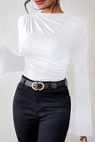 Elegant Long Sleeve Drape T-Shirt
