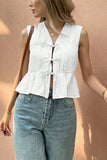 Tie-Front Peplum Tank Top