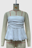 Gingham Peplum Tube Top