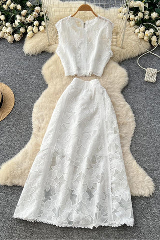 Elegant Lace Skirt Set