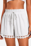 Lace-Trim Elastic Waist Casual Shorts
