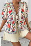 Floral Tie-Front Short Set