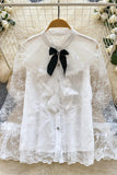 Elegant Ruffled Blouse with Bow Accent