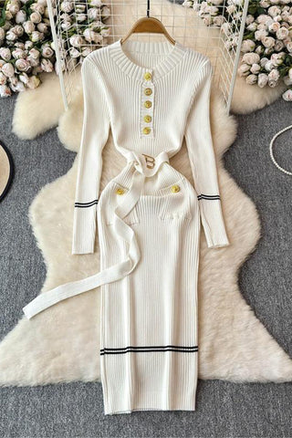 Button-Front Midi Casual Dress