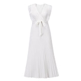 Wrap-Pleated Casual Maxi Dress