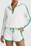 Zipper-Front Casual Short Set