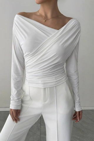 Off-Shoulder Wrap Long Sleeve Top