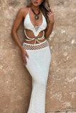 Crochet Cutout Casual Maxi Dress