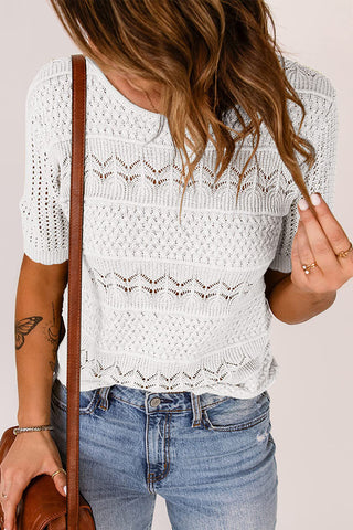 Short-Sleeve Textured Sweater Top