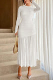 Elegant Ruched Casual Midi Dress