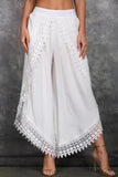Lace Trim Wide-Leg Casual Pants