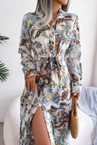 Patterned Shirt Dress with Waist Tie