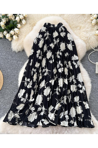 Floral Pleated Maxi Skirt