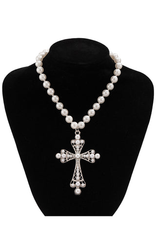 Beaded Cross Pendant Necklace