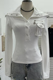 Button-Up High Collar Shirt with Pocket