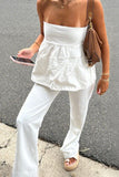 Strapless Top and Flared Pants Set