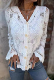 Buttoned Lace Crochet Blouse