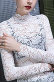Elegant Lace Long-Sleeve Blouse