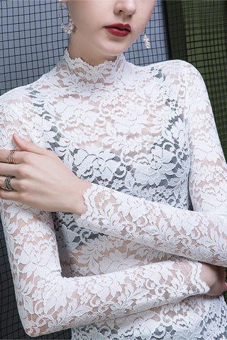 Elegant Lace Long-Sleeve Blouse