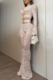 Lace Long-Sleeve Pants Set