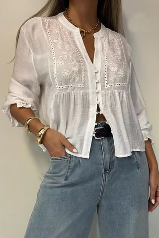 Floral Button-Front Blouse