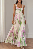 Floral Pleated Vacation Dress