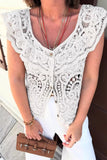 Lace Crochet Button-Front Tank Top