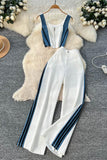 Striped Crop Top and Pants Set
